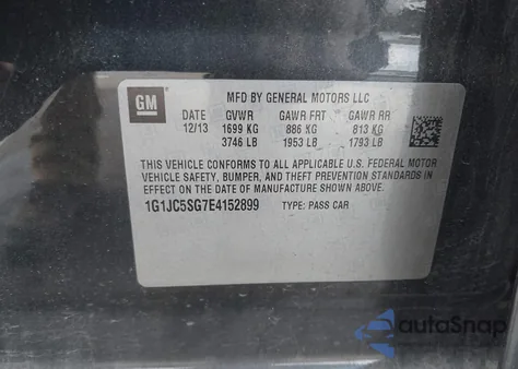 2014 Chevrolet Sonic Lt Auto from USA, damaged, VIN 1G1JC5SG7E4152899